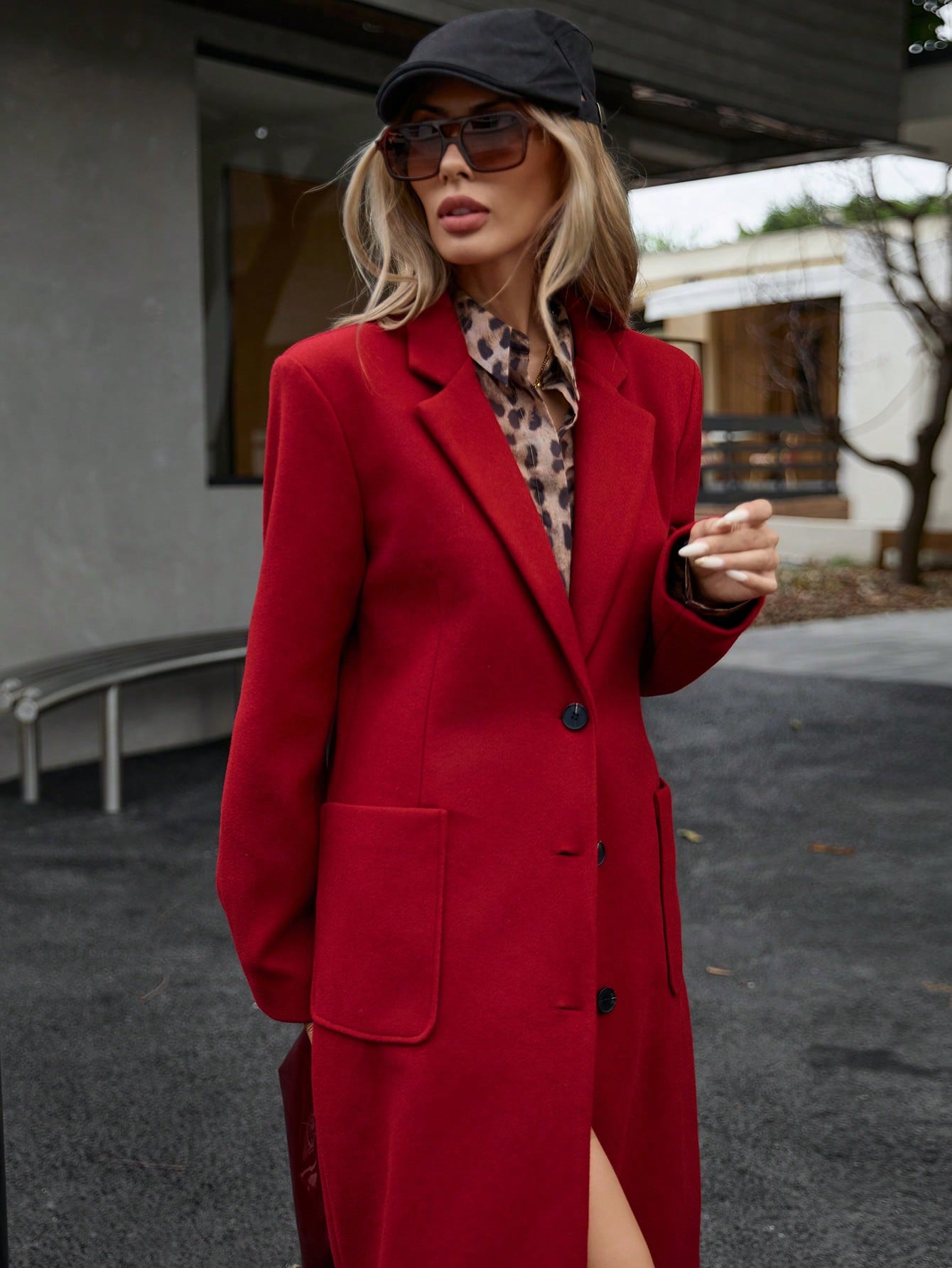 Classic British Style Commuter Casual Loose Fit Long Jacket With Lapel Holiday Party Clothes